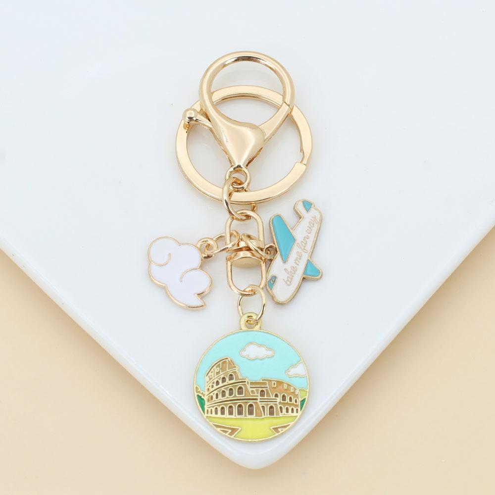 Eiffel Tower & Statue of Liberty Souvenir Keychain - World Scenery Gift Pendant