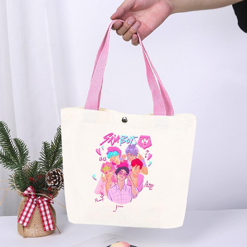 K-Pop Anime Cartoon Printed Student Large Capacity Portable Shoulder Bag Fashion Casual Canvas Bag