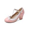 Girls' Shoes Women Mary Jane Shoes Lolita High Heels Bow T-Strap Wedding Pumps Thick Heels Shoes Bridal Princess Footwear 32-43