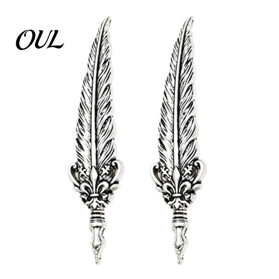 Feather Brooch Pin 1/2Pcs Vintage for Men, Alloy Silver Lapel Jewelry, Lightweight Metal Decorative Badge Clothes Bag Hat Scarf Suits Jewelry