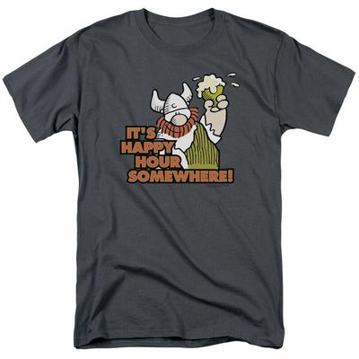 Hagar The Horrible Happy Hour T Shirt Mens Licensed Comic Strip Tee Charcoal