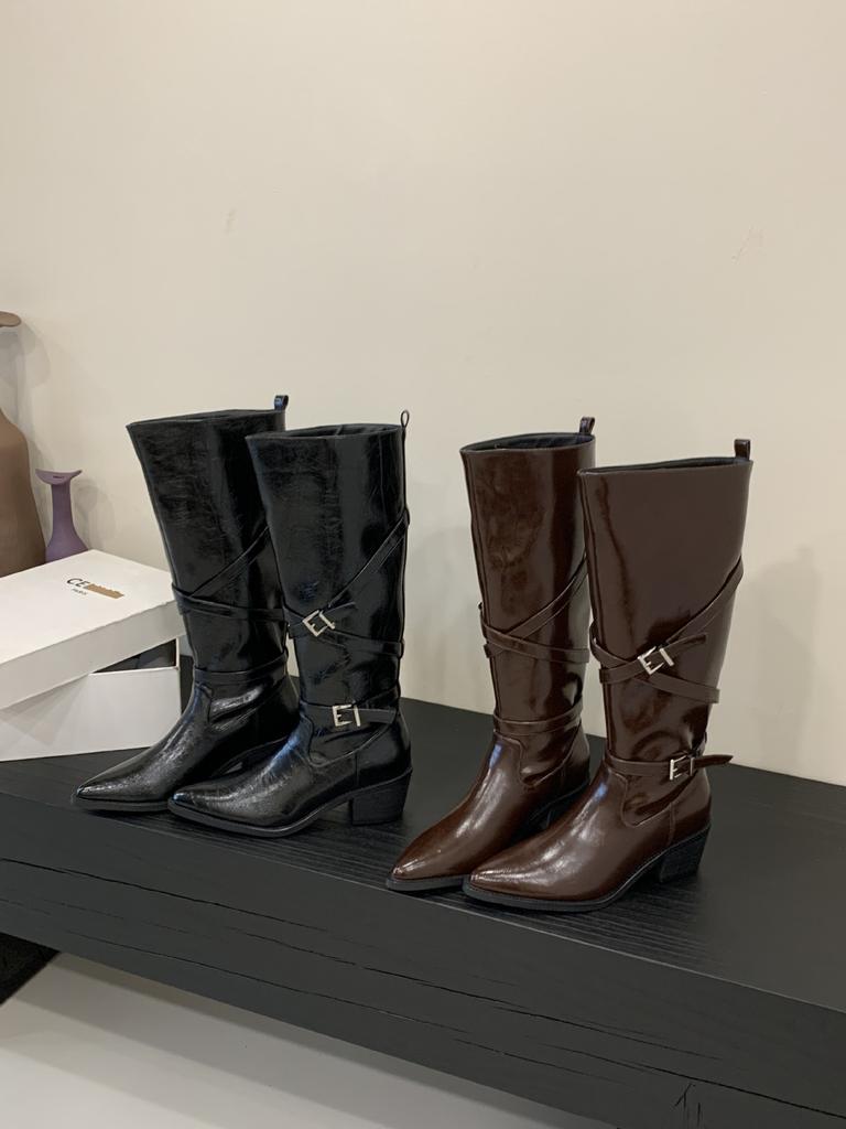 Khaki Tall Boots Autumn Button Boots Women's 2025 New Thin and Tall Small Spice Girls Short Boots