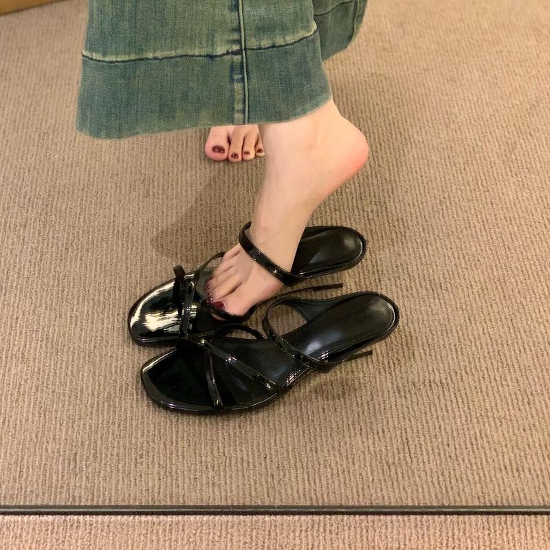 

Fashion 2025 Women S Fashion Slipper Casual Solid Crystal Roman Flat Slippers Sandals Shoes Women S Outdoor Beach Sandals 35 чёрный