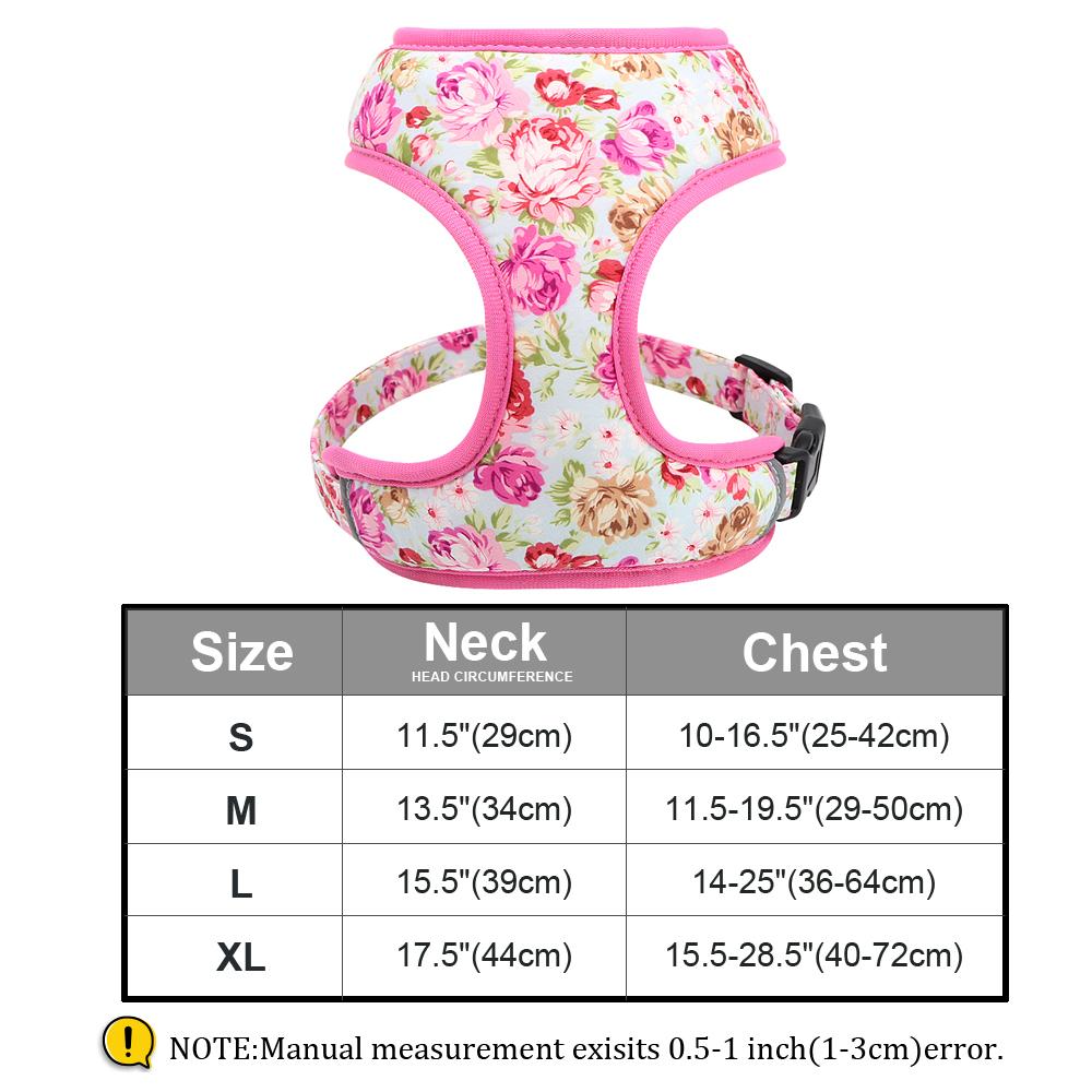 Fashion Printed Nylon Dog Harness Reflective French Bulldog Pug Harness Dog Vest For Small Medium Dogs Cats Walking Training