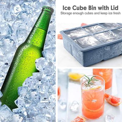 Silicone Ice Cube Trays - Large Size Silicone Ice Cube Molds with Leak Proof Removable Lid Square Ice Cube Tray And BPA Free Fo