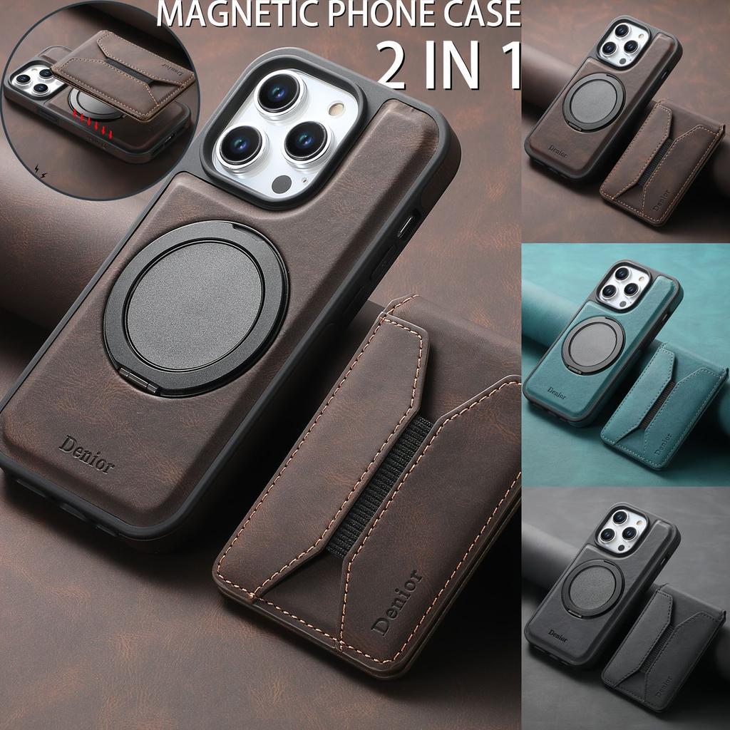 Denior Applicable iPhone17Pro Magnetic Rotary Stand Mobile Phone Case Magsafe Function Card Case Apple 16