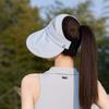 Ice silk can be hung mask empty top hat women breathable face cover ponytail sunscreen hat travel UV protection bucket hat