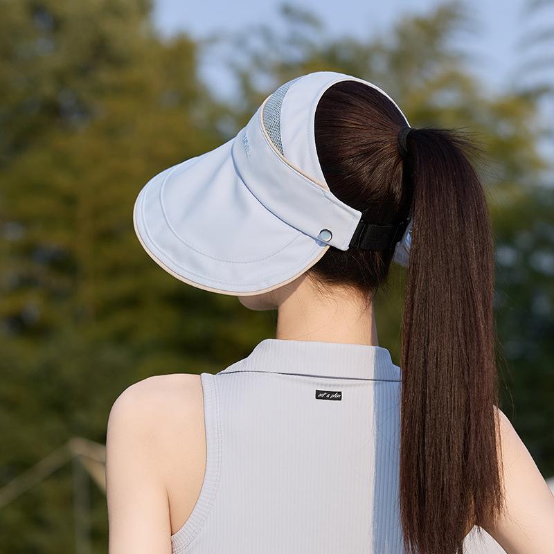 Ice silk can be hung mask empty top hat women breathable face cover ponytail sunscreen hat travel UV protection bucket hat