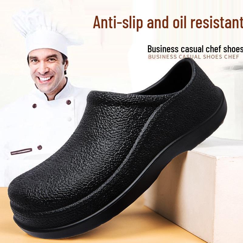 Men's Plus Size Waterproof Non-slip Chef Shoes - Slip-on Kitchen and Work Protection