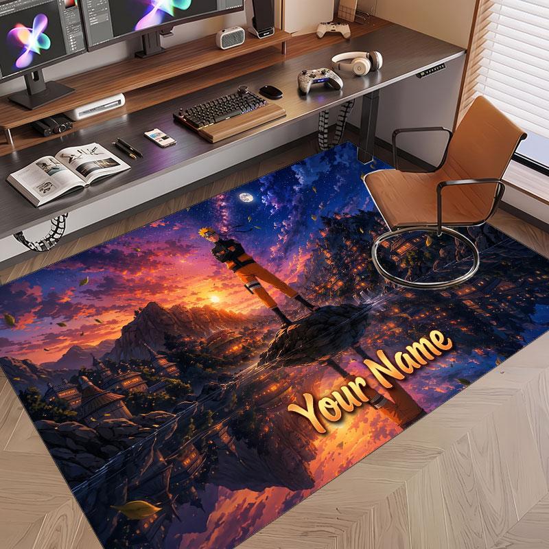 Custom Name Crystal Velvet Rug,Naruto Comfortable Anti Slip Floor Mat For Room Decoration