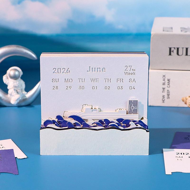 Time Piece Calendar 2026 Desk Calendar 3D Tear-Away Calendar Paper Carving Art Memo Pad Notepad Gift For Christmas Housewarming