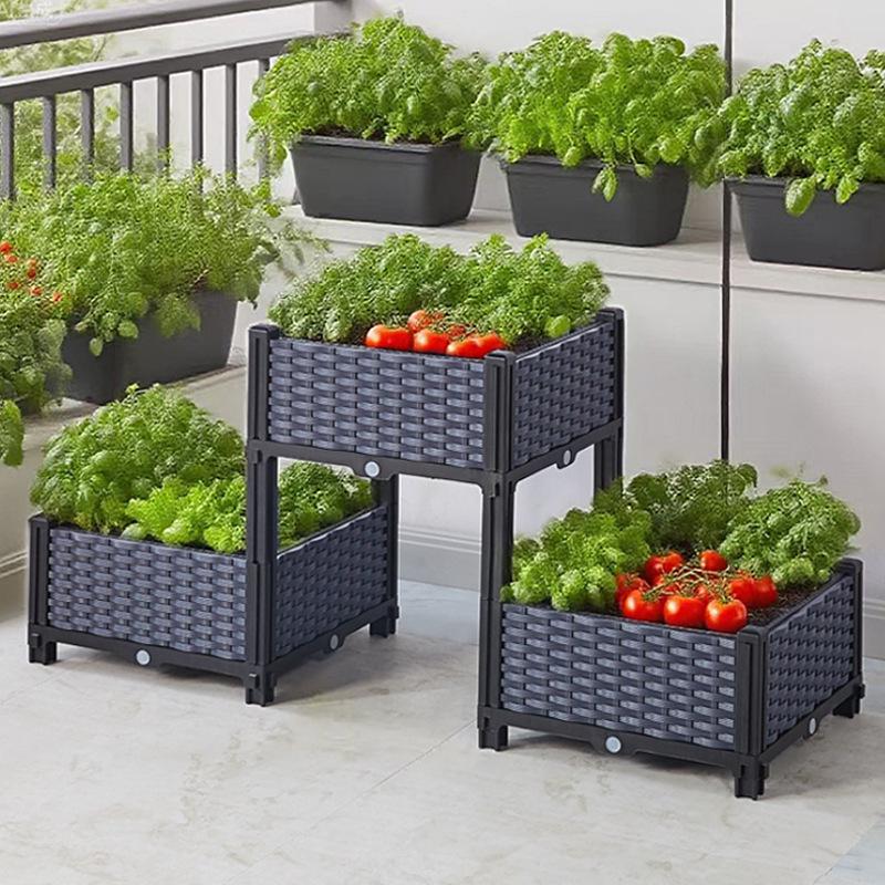 Large Rectangular Plastic Flower and Vegetable Planter for Home and Balcony