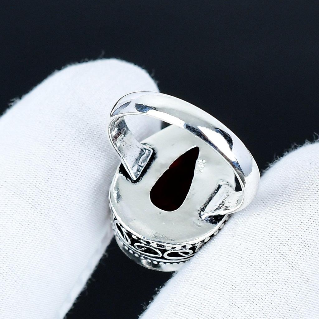 Roter Granat Edelsteinring, 925 Sterlingsilber Schmuck, Handgefertigter Ring, Roter Granat Statement Silberring, Geburtstagsgeschenke zum Geburtstag