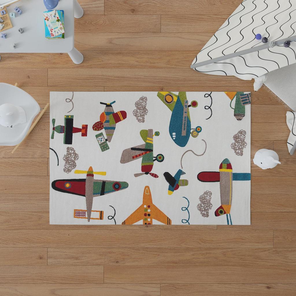 Decorative Modern Thin Stain Resistant Washable Cotton Machine Woven Base Kids Carpet