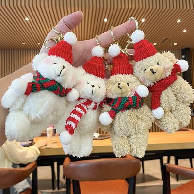 Christmas Keychain Plush New Year Pendant Cute Little Bear Doll Doll Backpack Keychain Small Gift
