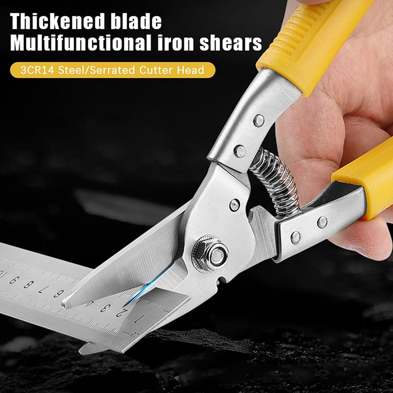 18*6cm Yellow Black Stainless Steel Electrician Scissors Multifunction Hand Tool For Cutting Wire Groove And Thin Steel Plate