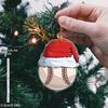 1pcs Baseball Santa Hat Christmas Ornament, Acrylic Sign, Four Seasons Decoration, with Wall Hanging, Novelty Home Decor