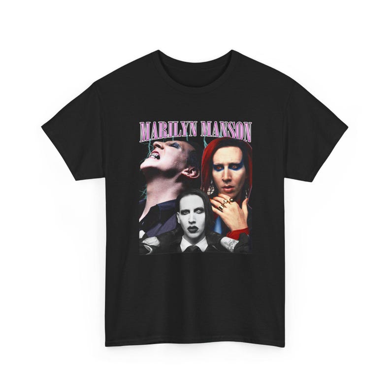 Marilyn Manson Collage Graphic Black T-shirt S