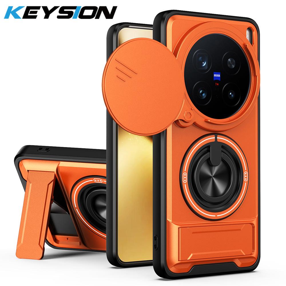 KEYSION Custodia Magnetica per Telefono per VIVO X200 Pro 5G Protezione Fotocamera a Scorrimento Supporto Verticale Anello a 360° Cover Antiurto per VIVO X200