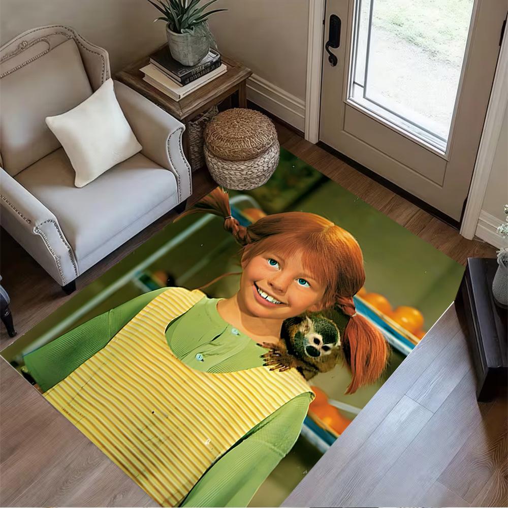 Pippi Adventure Floor Rug Office Rug Design for Living Rooms Outdoor Hallway Balcony Anti-slip Rug Anime Office Decor Perfect Gift for Women/Men