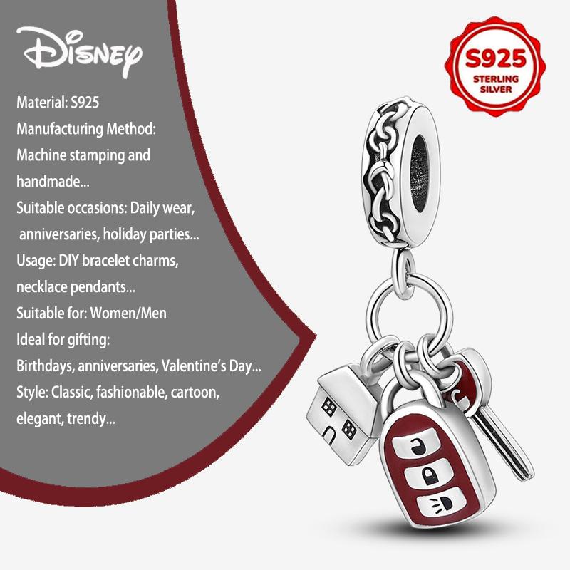 New Disney 925 Silver Winnie & Stitch Charms for Bracelet Necklace DIY Jewelry Gifts Holiday Party