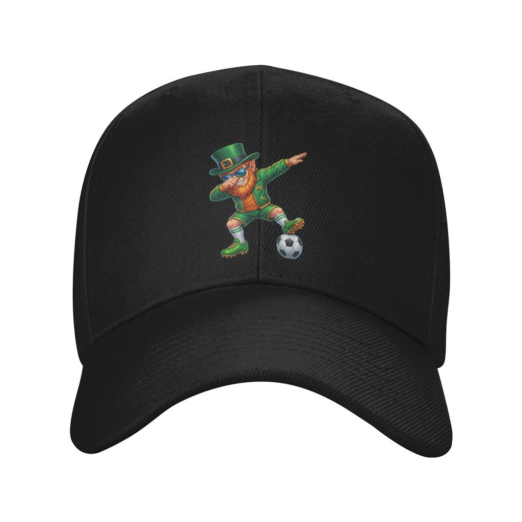Funny Leprechaun Palying Soccer Player St Patricks Day Baseball Cap Outdoor Gym Sunscreen Hip Hop Hats Retro Print Baseball Caps