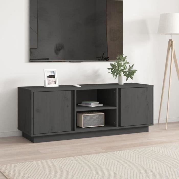 814476 vidaXL TV Cabinet Grey 110x35x40.5 Cm Solid Pine Wood
