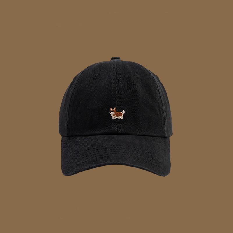 

Men s Spring and Autumn Korean Style Cute Puppy Corgi Embroidered Duckbill Cap, Casual Versatile Sunshade Baseball Cap for Couples, Women s Adjustable чорний