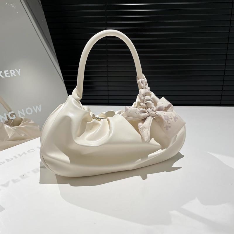 2025 summer niche new solid color simple women's armpit bag sweet handbag cloud fold bag women