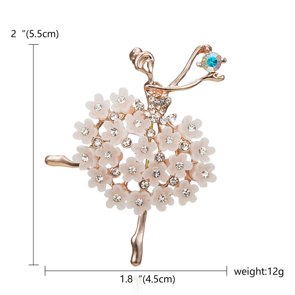 Rinhoo Fashion Ballet Girls Crystal Brooches For Women Cute Rhinestone Gymnastics Ladies Dancer Enamel Pins Figure Badge Jewelry