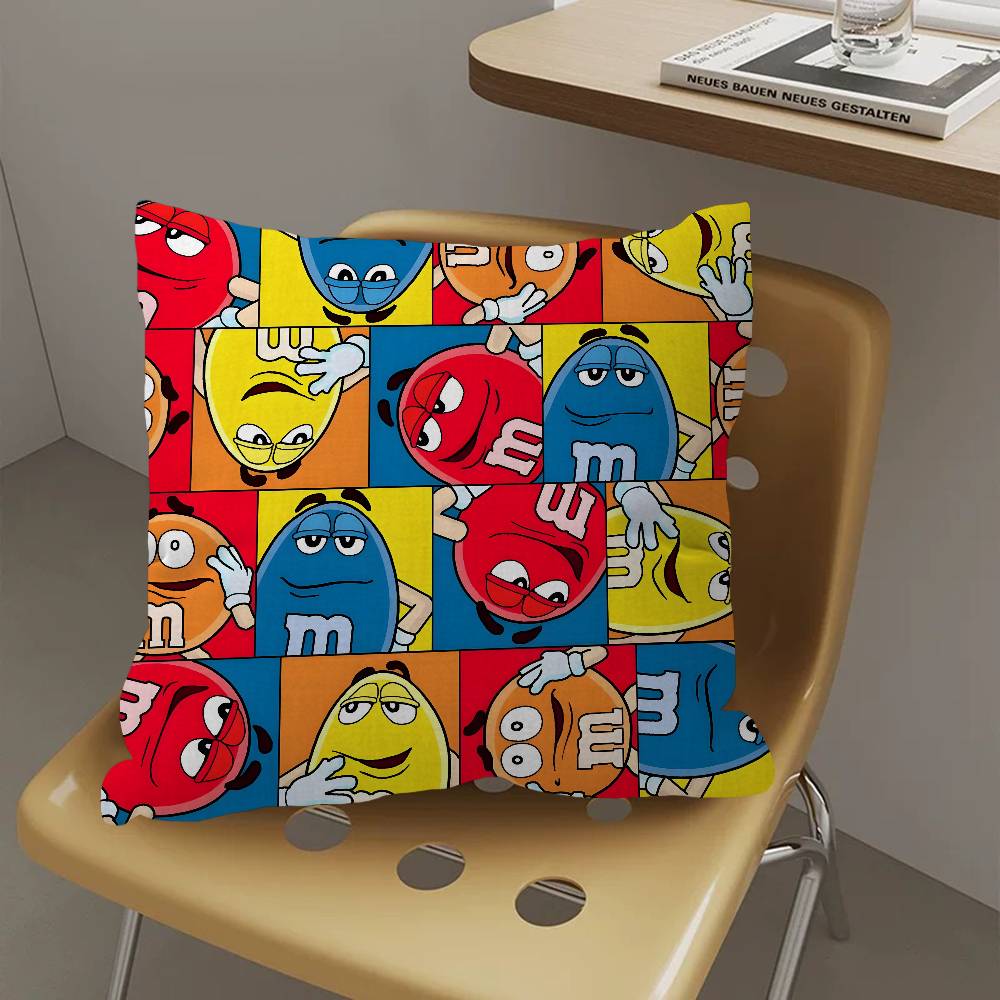M&Ms Chocolate Office Cushion Pillowcase Car Cushion Cover45X45Cm Lumbar Pillowcase Sofa Pillowcover