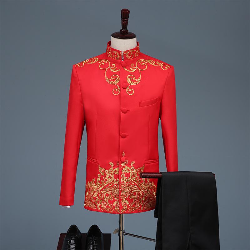 

Youth Slim-Fit Zhongshan Suit with Stand-Up Collar - Ideal for Formal Events and Large Chorus Performances 2XL