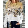 3D Print Floral Graphic Women's T Shirt Spring Autumn Long Sleeve Tops Basic Design Fashion O-Neck Fit Y2K Sweatshirt For Girls