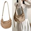 Pleated PU Leather Dumpling Bags With Spacious Compartment For Women Elegant Single Shoulder Bags Crossbody Purse  brown