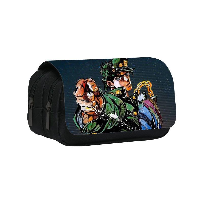 Jojos Bizarre Adventure Print Double Layer Pencil Case With Large Capacity For Study And Office Use