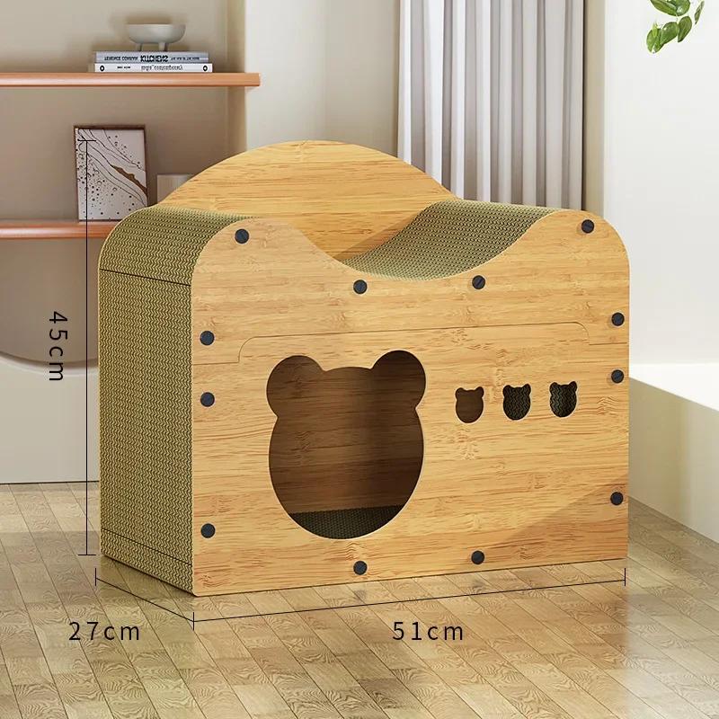 

Съемный домик для кошки, кошачья когтеточка, лежанка, большая доска для кошачьих когтеточек, деревянное гнездо для кошек, когтеточка из гофрированной бумаги