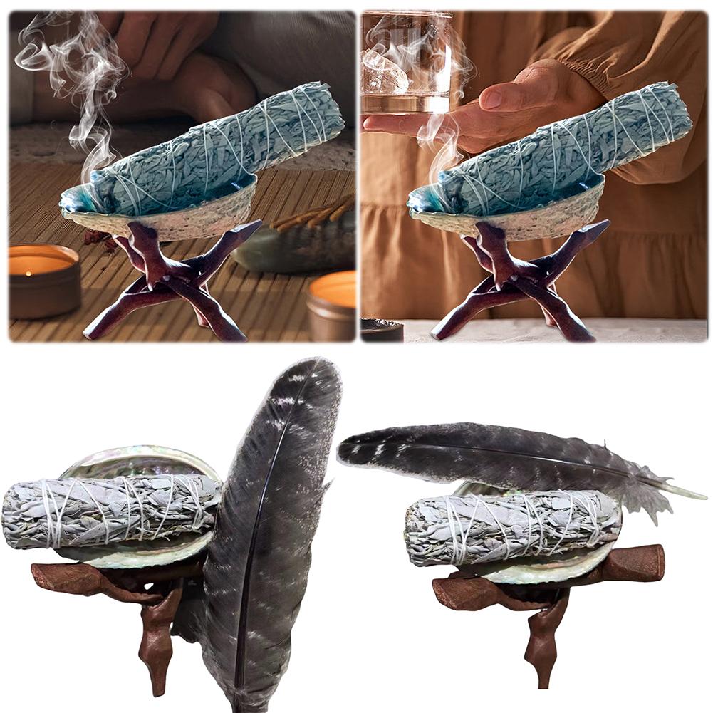 

uk Sage Smudge Kit Белый Sage Smudge Kit с Abalone Shell Tripod Stand Feather A