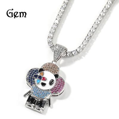 Hip-hop Creative Donkey Flower Pendant Shining Slightly Inlaid Zircon Jewelry Men and Women with the Same Couple Pendant