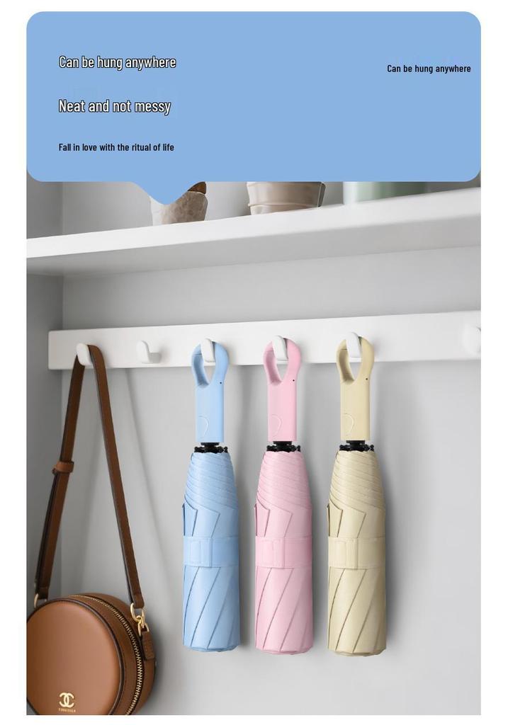 Compact Auto Folding Umbrella with Sun Protection, Portable with Ring Buckle, Suitable for All Weather