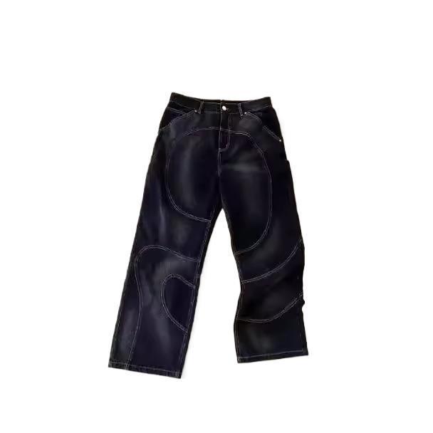 

European & American Trendy Street Hip Hop Men s Micro Flare Straight Leg Jeans Medium чорний