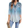 Women's Fashion Casual Three-Quarter Sleeve T-Shirt Printed V-Neck Top
