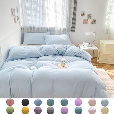 Vierteiliges Set aus einfarbiger Baumwolle, gebürstete Bettlakenbezüge, drei Sets