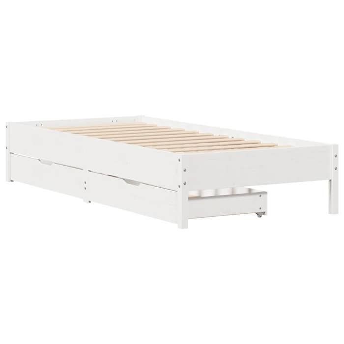 VidaXL Cadre de lit blanc 90x200 cm bois de pin massif, meuble de chambre à coucher, sommier, lit en bois, lit, lit simple, 3301720