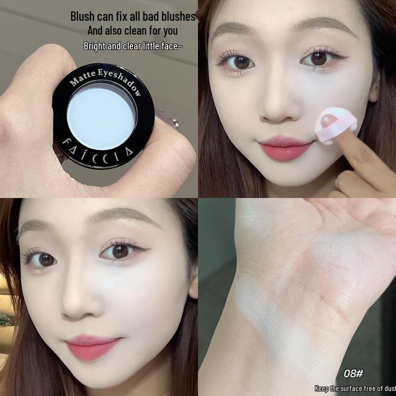 Fei Xi Single Color Eyeshadow & Highlighter Palette for Under Eyes, Inner Corners, & Face - Matte Blue, Green, Black, White.