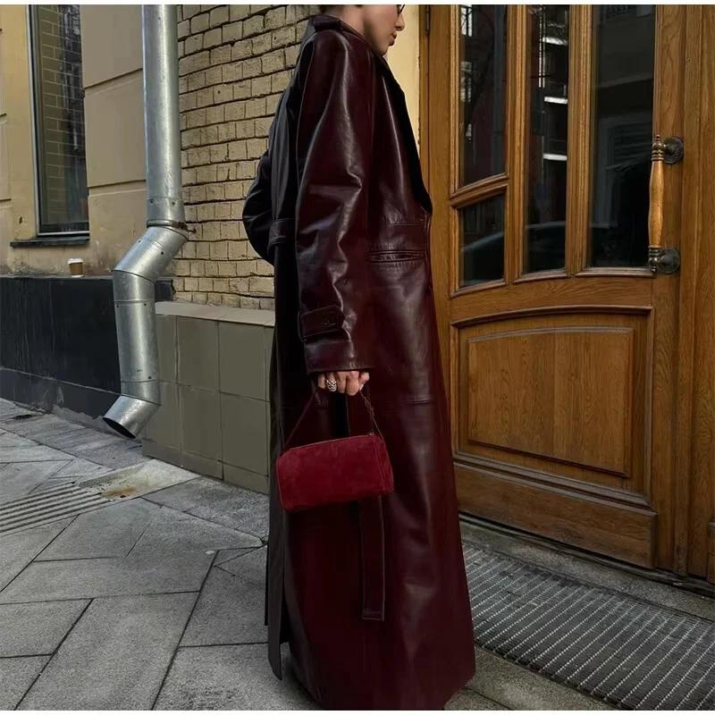 Leather Soft Casual Fit New Women Trench Coat Burgundy Handmade Lambskin Genuine