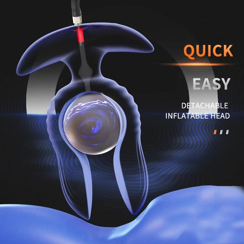 Inflatable Butt Plug Anal Vibrator Prostate Massager Vaginal Dilator G Spot Expansion Stimulator 10-Frequency Vibration Sex Toys Insert Vibrating Egg