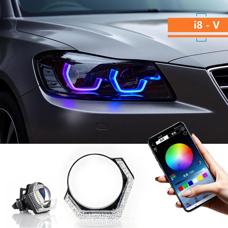

2 шт. 5D RGB Ангельские Глаза Кольца Гало с Поворотниками Приложение Bluetooth Светодиодные Мотоцикл Модификация Дневные Ходовые Огни Автомобильная Фара 12В 1 PC
