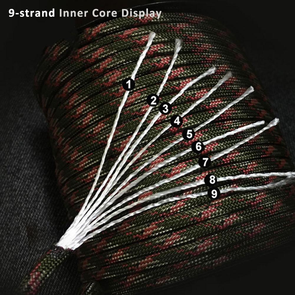 9 Core 550g Paracord 100m Dia.4mm Tactical Standard Parachute Rope Tent Lanyard Accessories for Survival Bracelet DIY Making