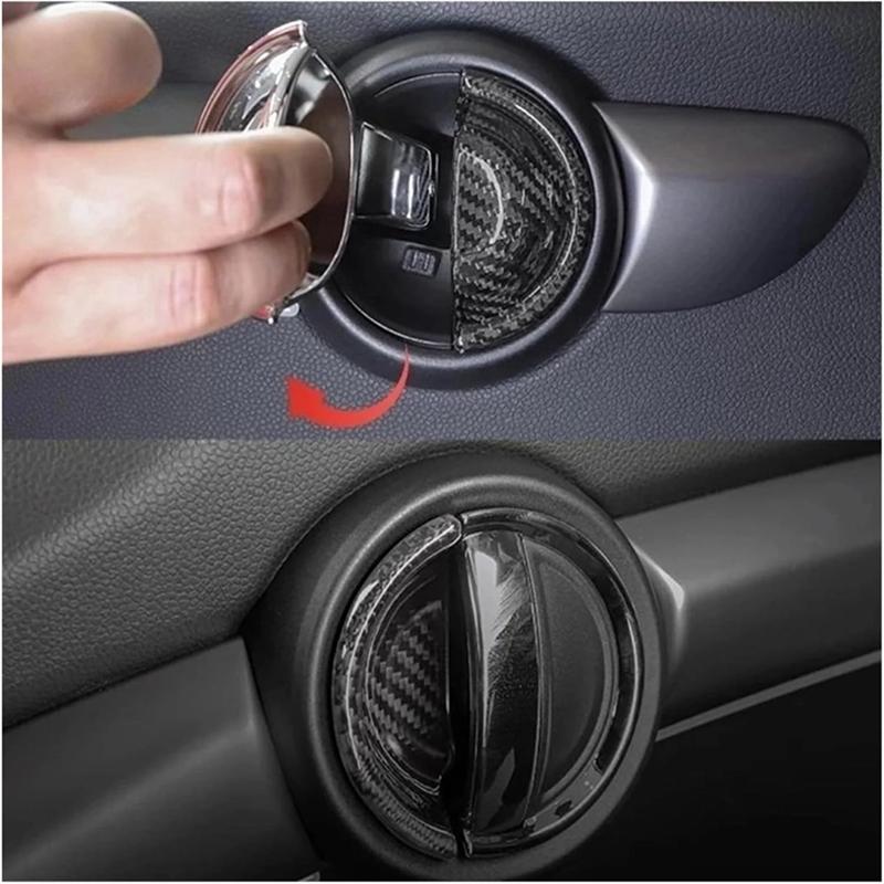 Inner Pull Handle Sticker For Mini Cooper F56 Real Carbon Fiber Car Interior Door Handle Cover Carbon Fiber Pattern