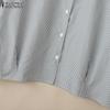 ZANZEA Women Casual Doll Collar 3/4 Sleeve Loose Stripe Blouse